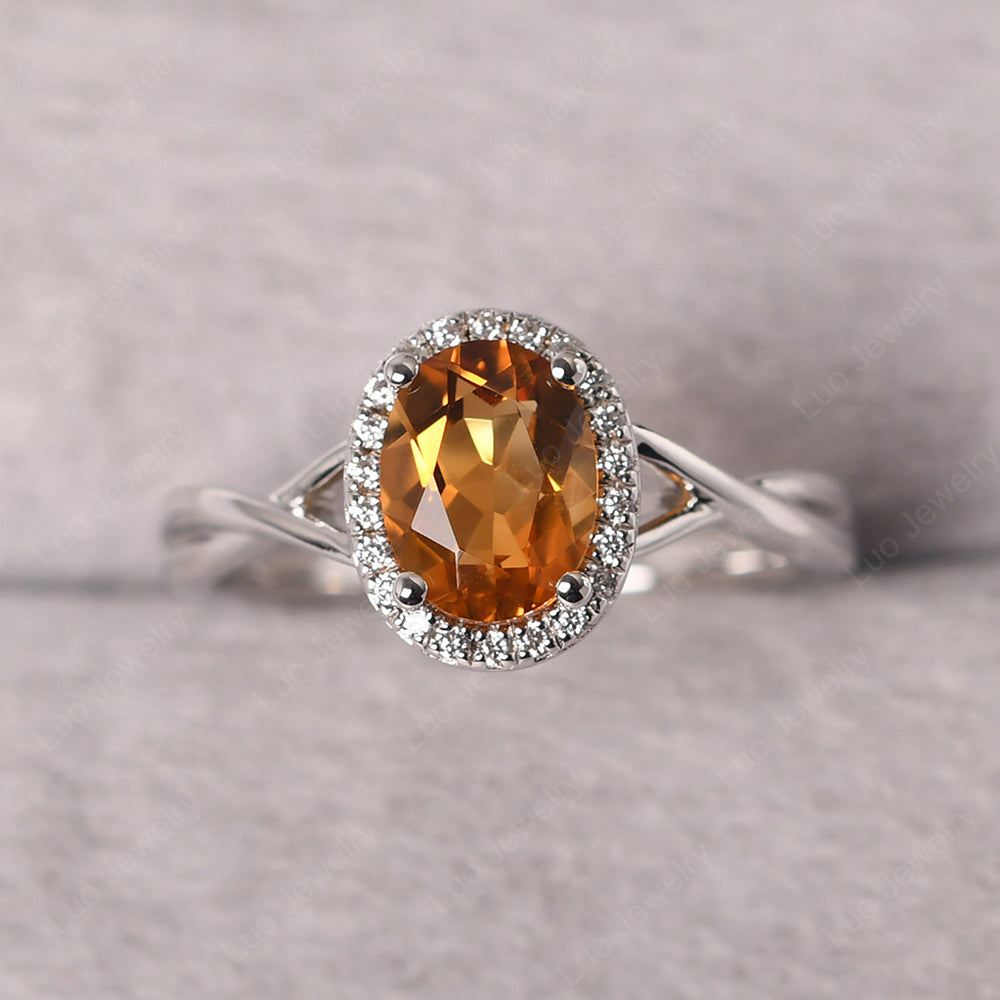 Oval Citrine Halo Engagement Ring - LUO Jewelry