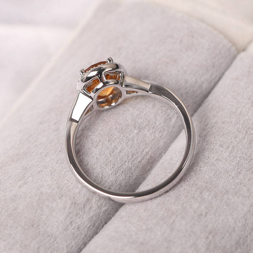 Oval Citrine Halo Engagement Ring - LUO Jewelry