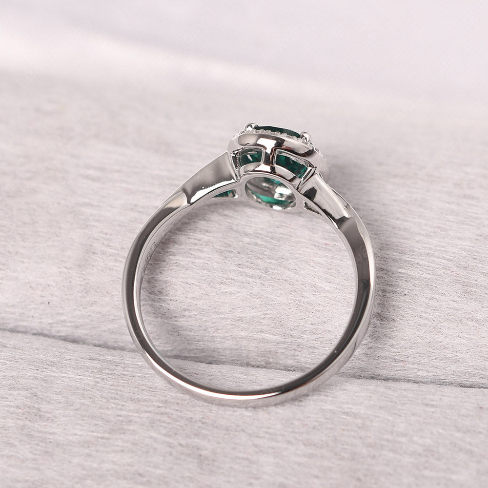 Oval Emerald Halo Engagement Ring - LUO Jewelry
