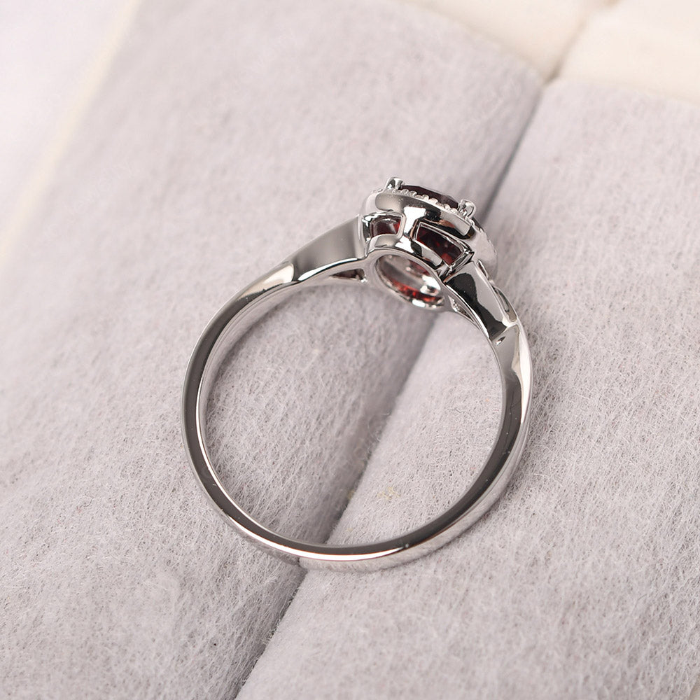 Oval Garnet Halo Engagement Ring - LUO Jewelry