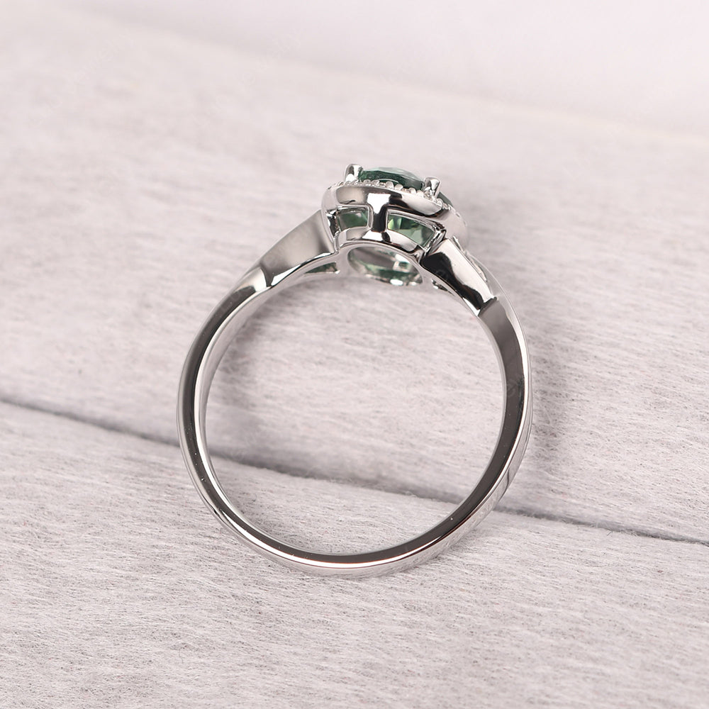 Oval Green Sapphire Halo Engagement Ring - LUO Jewelry