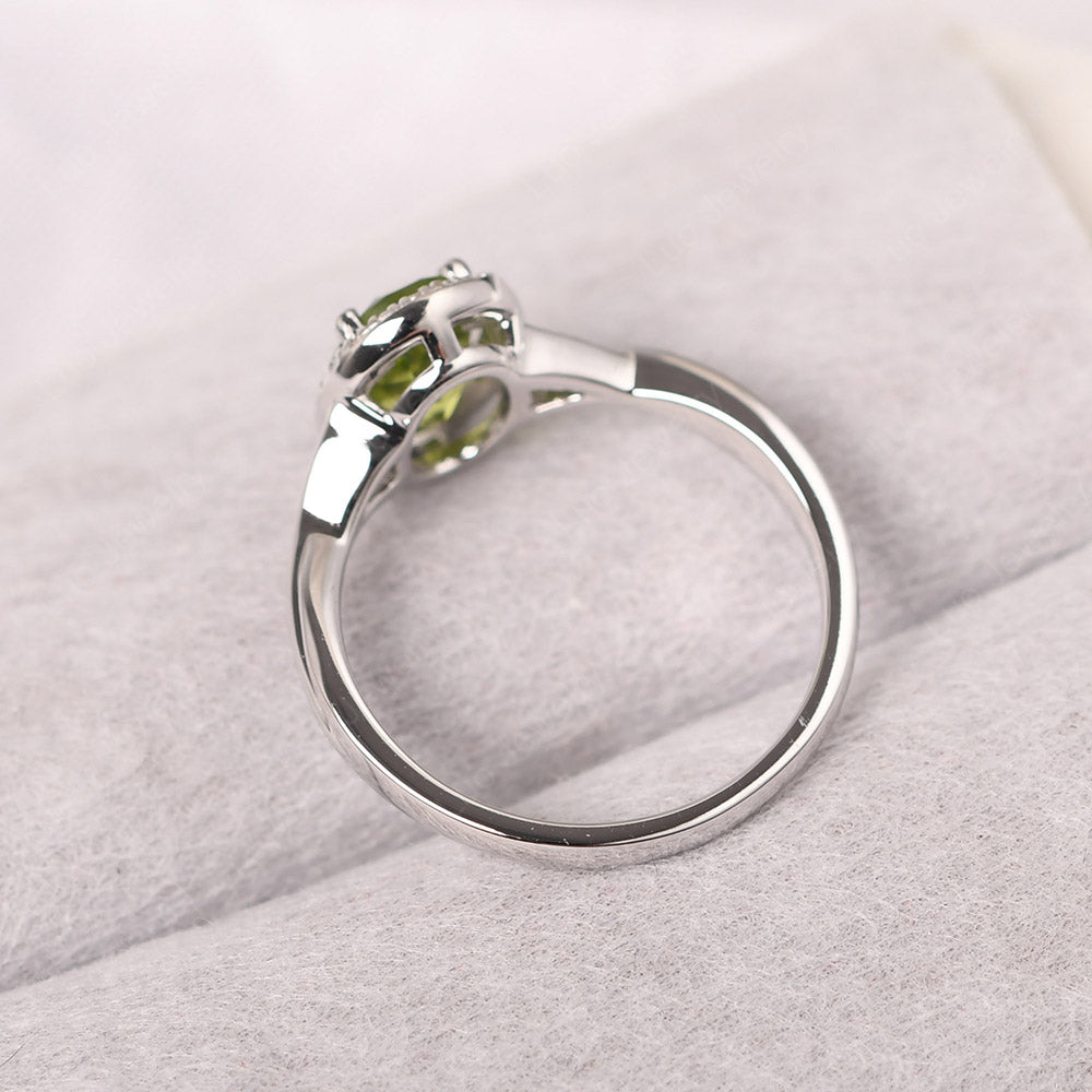 Oval Peridot Halo Engagement Ring - LUO Jewelry