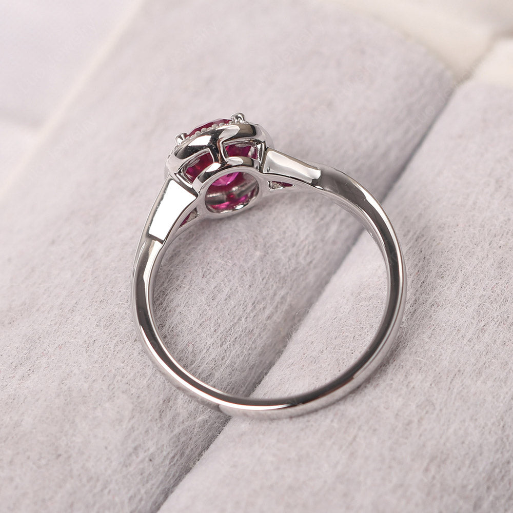 Oval Ruby Halo Engagement Ring - LUO Jewelry