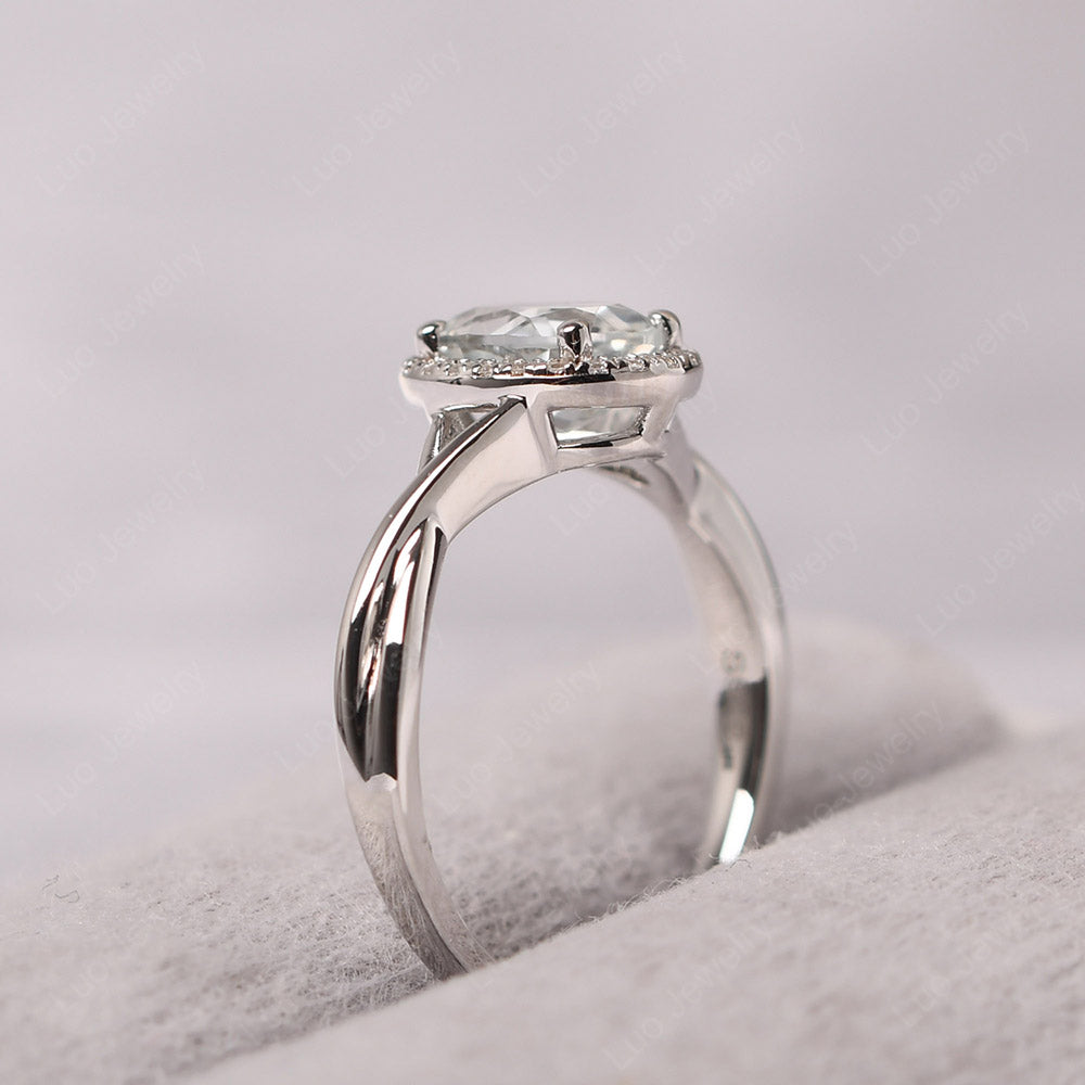 Oval White Topaz Halo Engagement Ring - LUO Jewelry