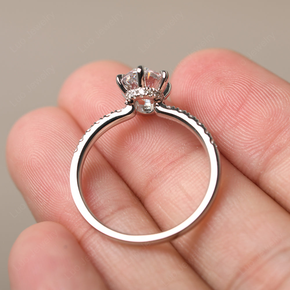 Cubic Zirconia Hidden Halo Oval Engagement Ring - LUO Jewelry