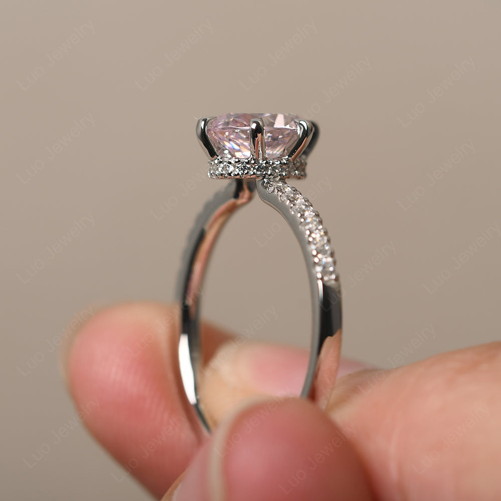 Cubic Zirconia Hidden Halo Oval Engagement Ring - LUO Jewelry