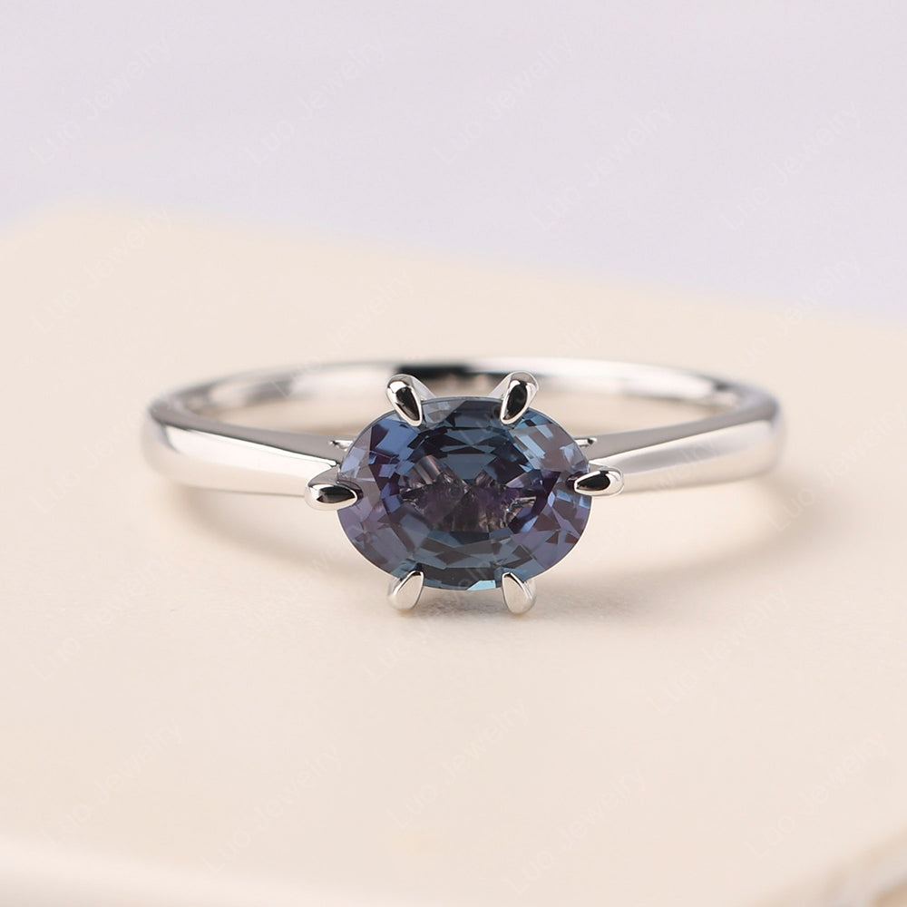 Alexandrite Horizontal Oval Engagement Ring - LUO Jewelry