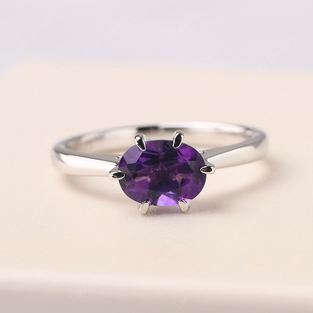 Amethyst Horizontal Oval Engagement Ring - LUO Jewelry