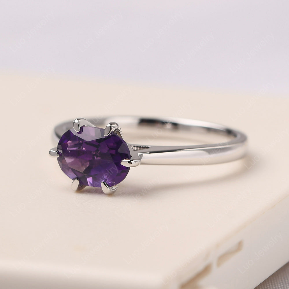 Amethyst Horizontal Oval Engagement Ring - LUO Jewelry