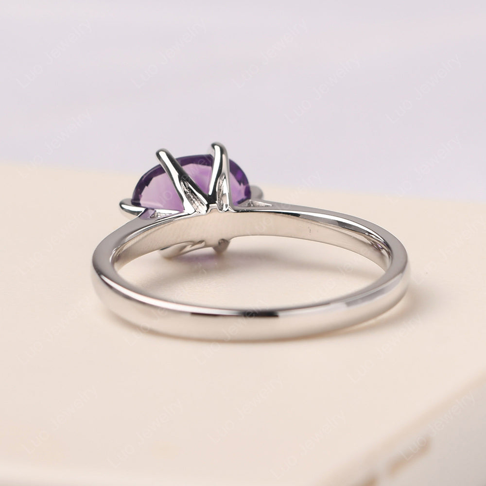 Amethyst Horizontal Oval Engagement Ring - LUO Jewelry