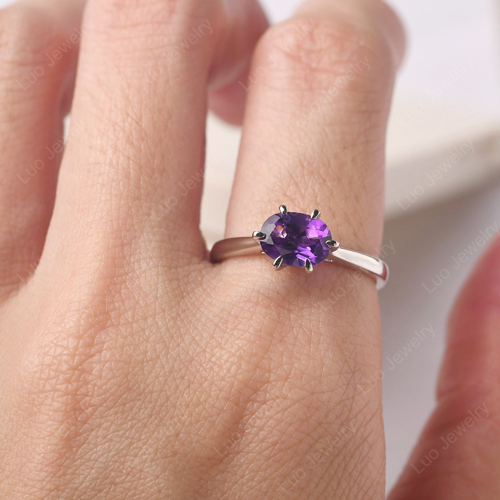 Amethyst Horizontal Oval Engagement Ring - LUO Jewelry