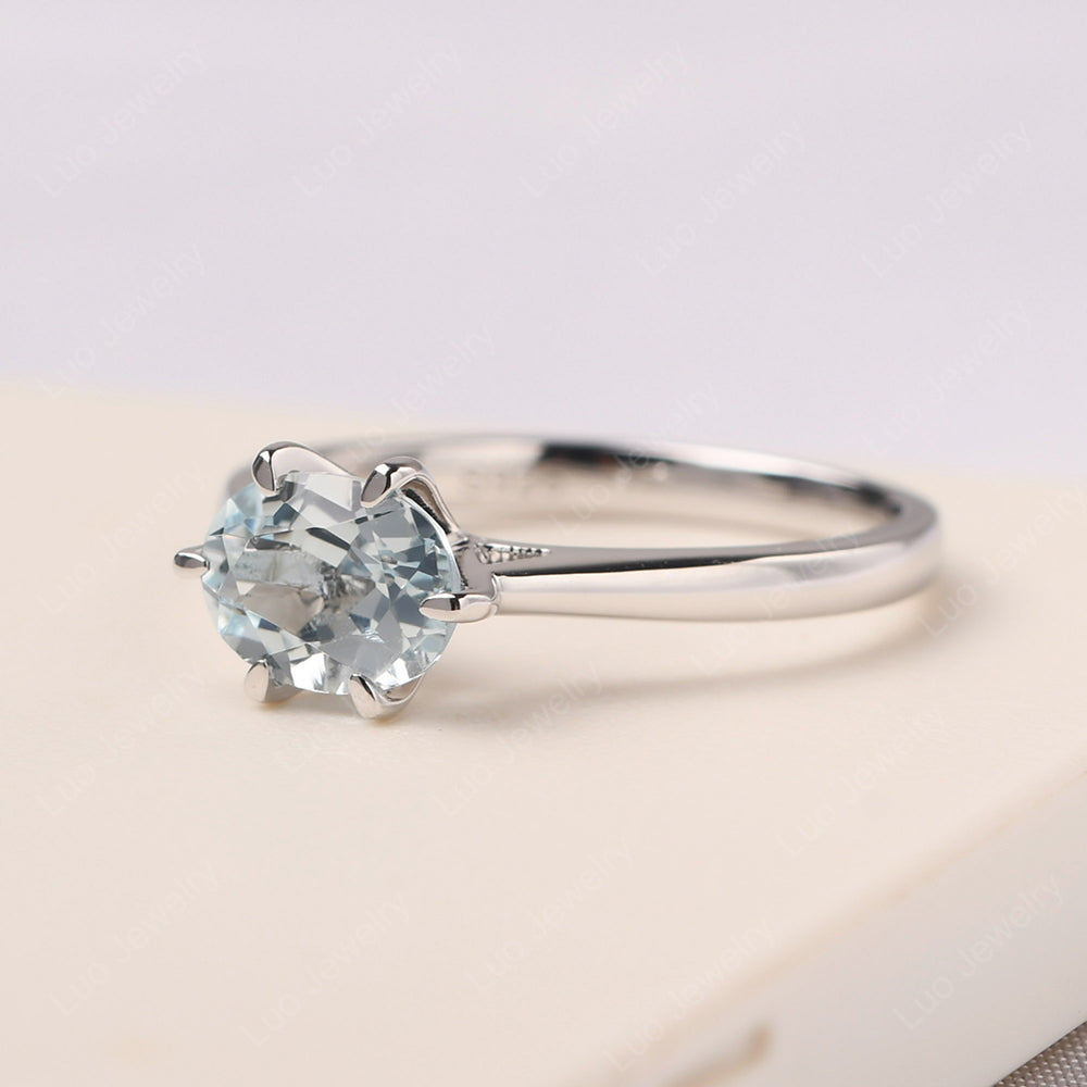 Aquamarine Horizontal Oval Engagement Ring - LUO Jewelry