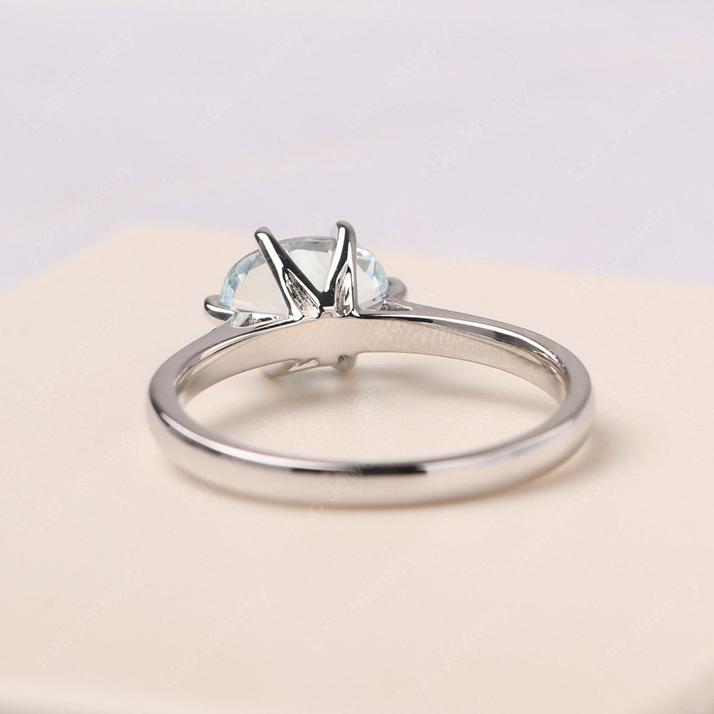 Aquamarine Horizontal Oval Engagement Ring - LUO Jewelry