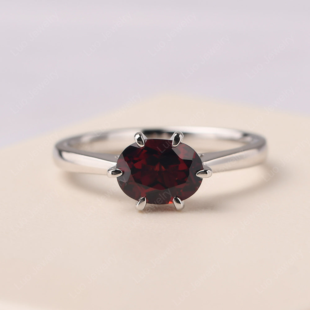 Garnet Horizontal Oval Engagement Ring - LUO Jewelry