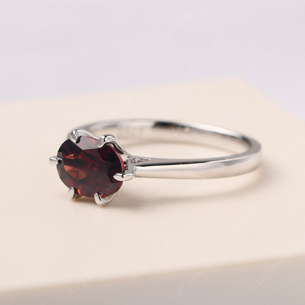 Garnet Horizontal Oval Engagement Ring - LUO Jewelry