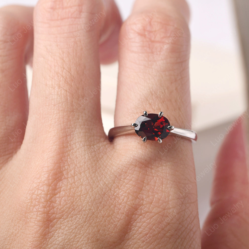 Garnet Horizontal Oval Engagement Ring - LUO Jewelry