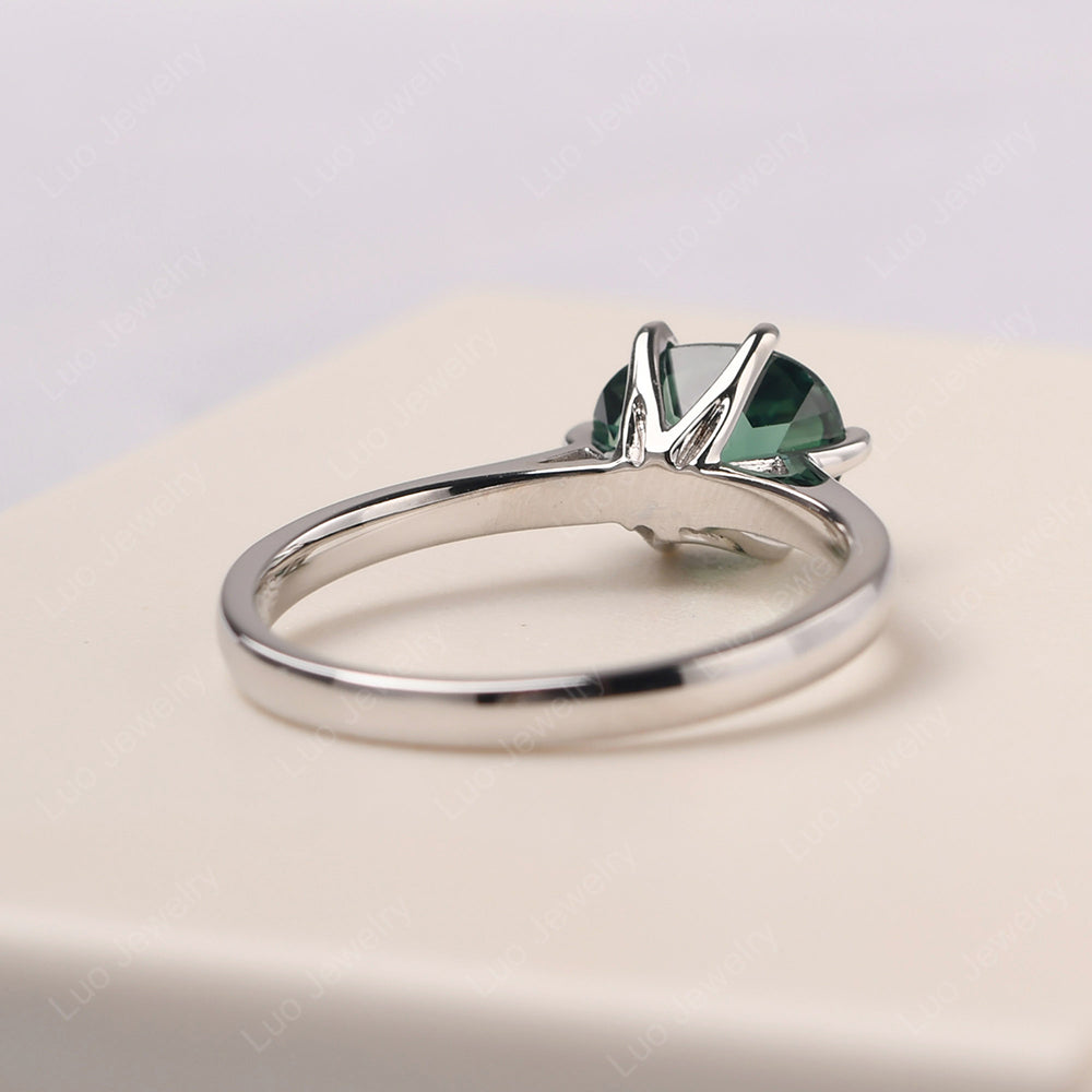 Green Sapphire Horizontal Oval Engagement Ring - LUO Jewelry