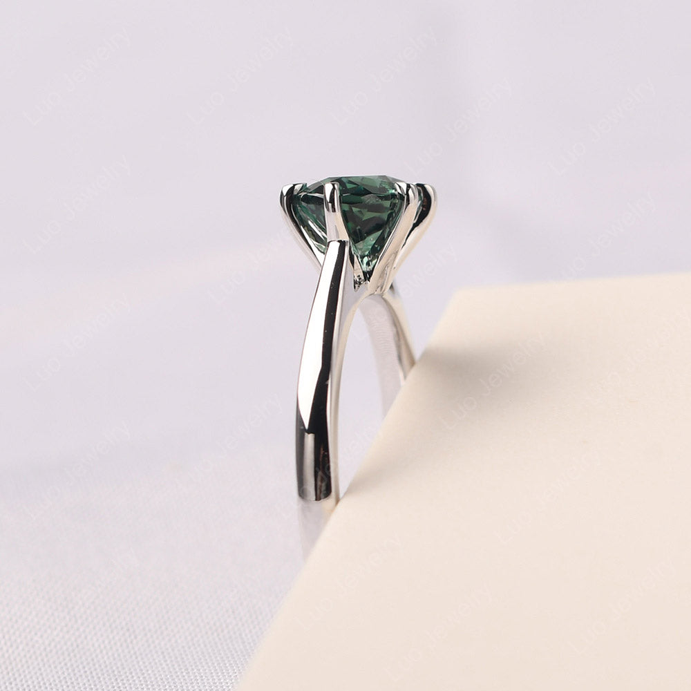 Green Sapphire Horizontal Oval Engagement Ring - LUO Jewelry