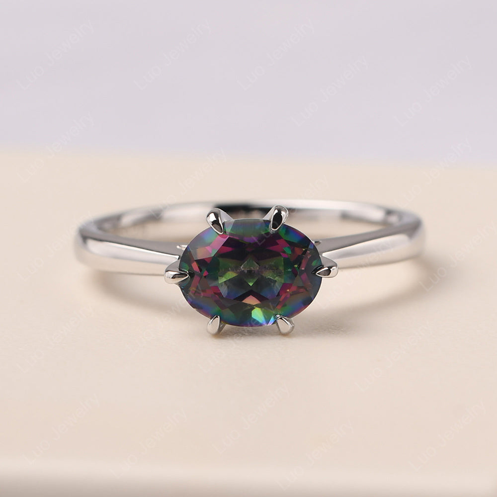 Mystic Topaz Horizontal Oval Engagement Ring - LUO Jewelry