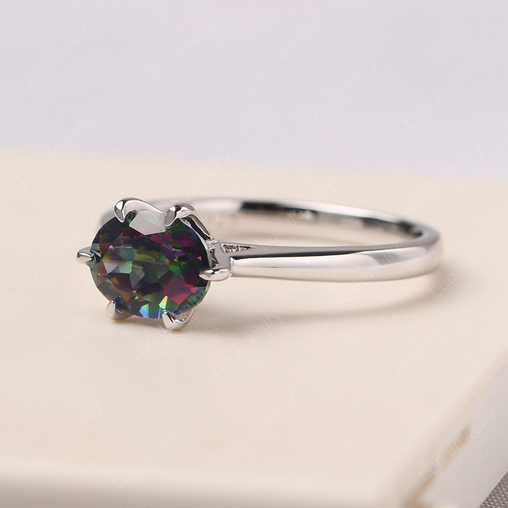 Mystic Topaz Horizontal Oval Engagement Ring - LUO Jewelry