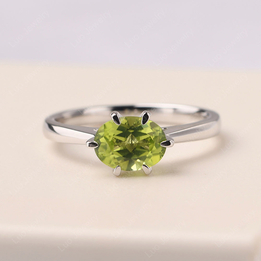 Peridot Horizontal Oval Engagement Ring - LUO Jewelry