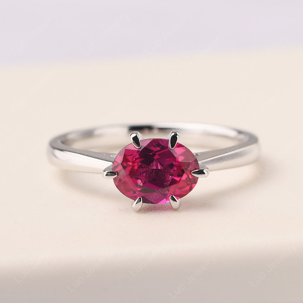 Ruby Horizontal Oval Engagement Ring - LUO Jewelry