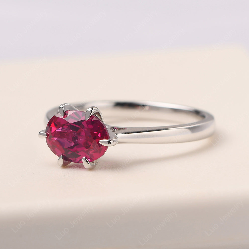 Ruby Horizontal Oval Engagement Ring - LUO Jewelry