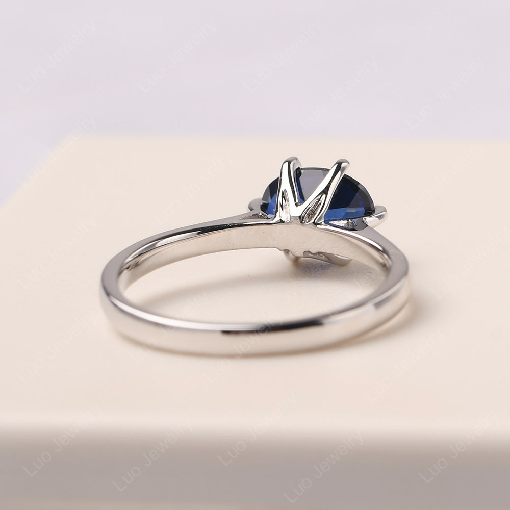 Lab Sapphire Horizontal Oval Engagement Ring - LUO Jewelry