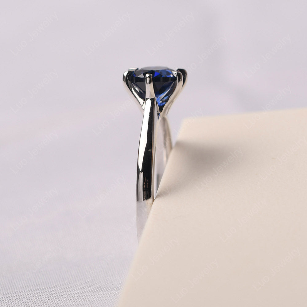 Lab Sapphire Horizontal Oval Engagement Ring - LUO Jewelry