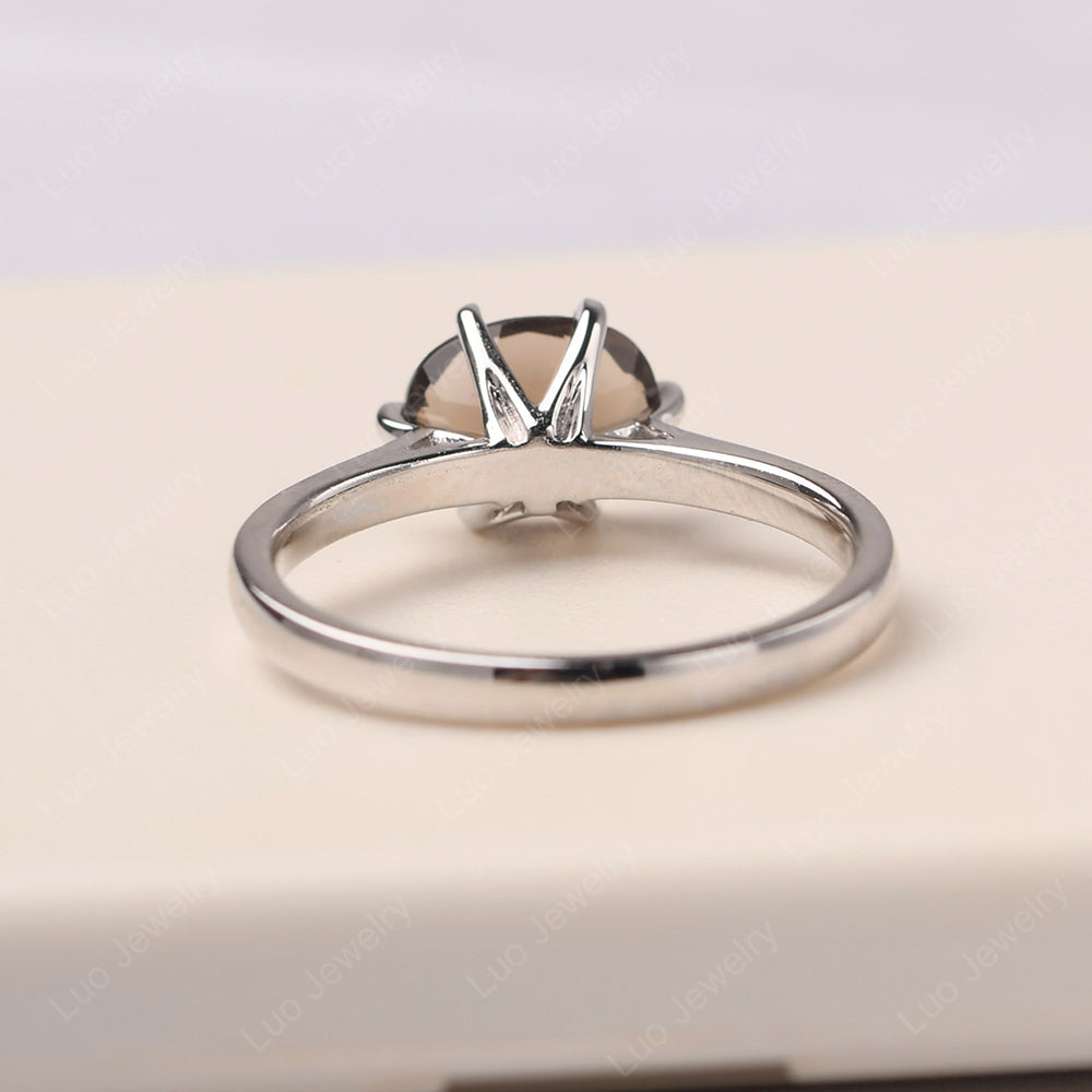 Smoky Quartz  Horizontal Oval Engagement Ring - LUO Jewelry