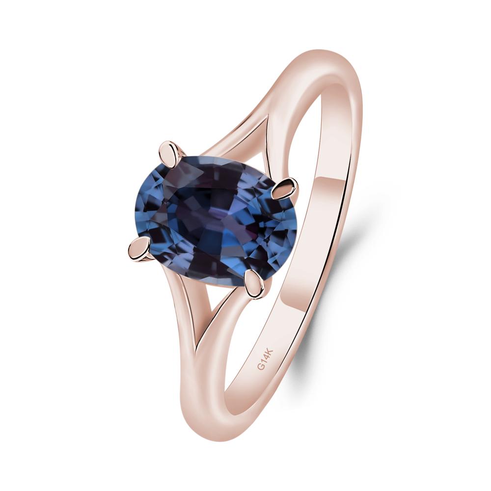 Lab Alexandrite Minimalist Engagement Ring - LUO Jewelry #metal_14k rose gold