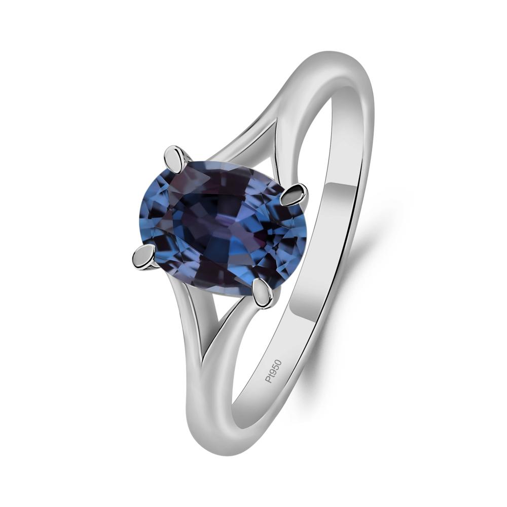 Lab Alexandrite Minimalist Engagement Ring - LUO Jewelry #metal_platinum