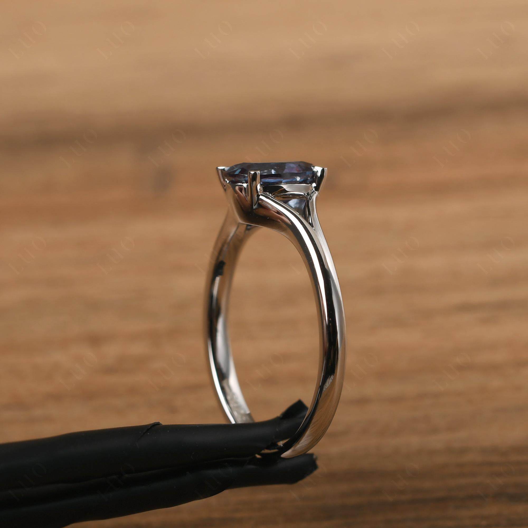 Lab Alexandrite Minimalist Engagement Ring - LUO Jewelry