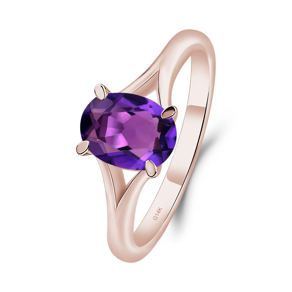 Amethyst Minimalist Engagement Ring - LUO Jewelry #metal_14k rose gold