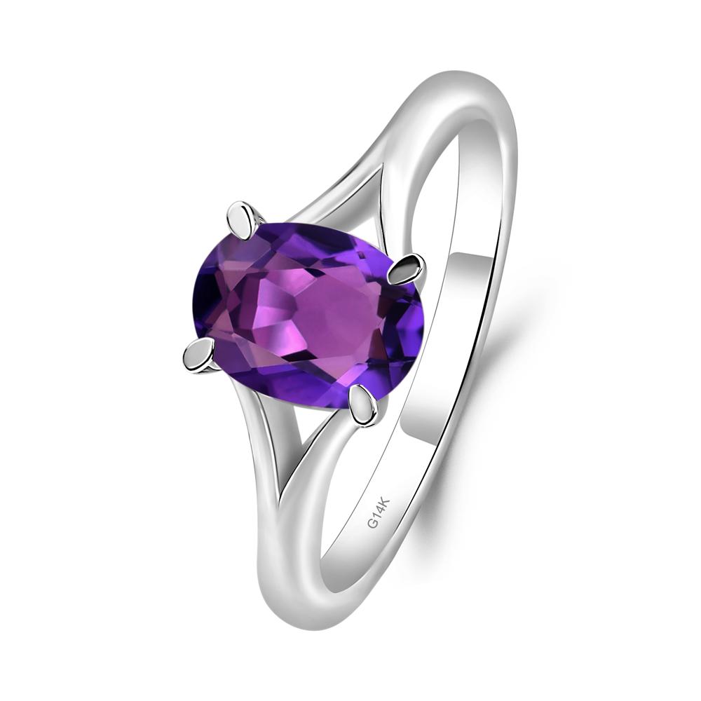 Amethyst Minimalist Engagement Ring - LUO Jewelry #metal_14k white gold
