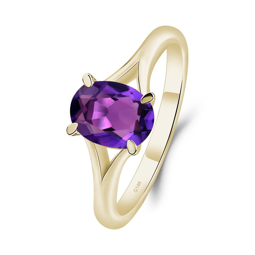 Amethyst Minimalist Engagement Ring - LUO Jewelry #metal_14k yellow gold