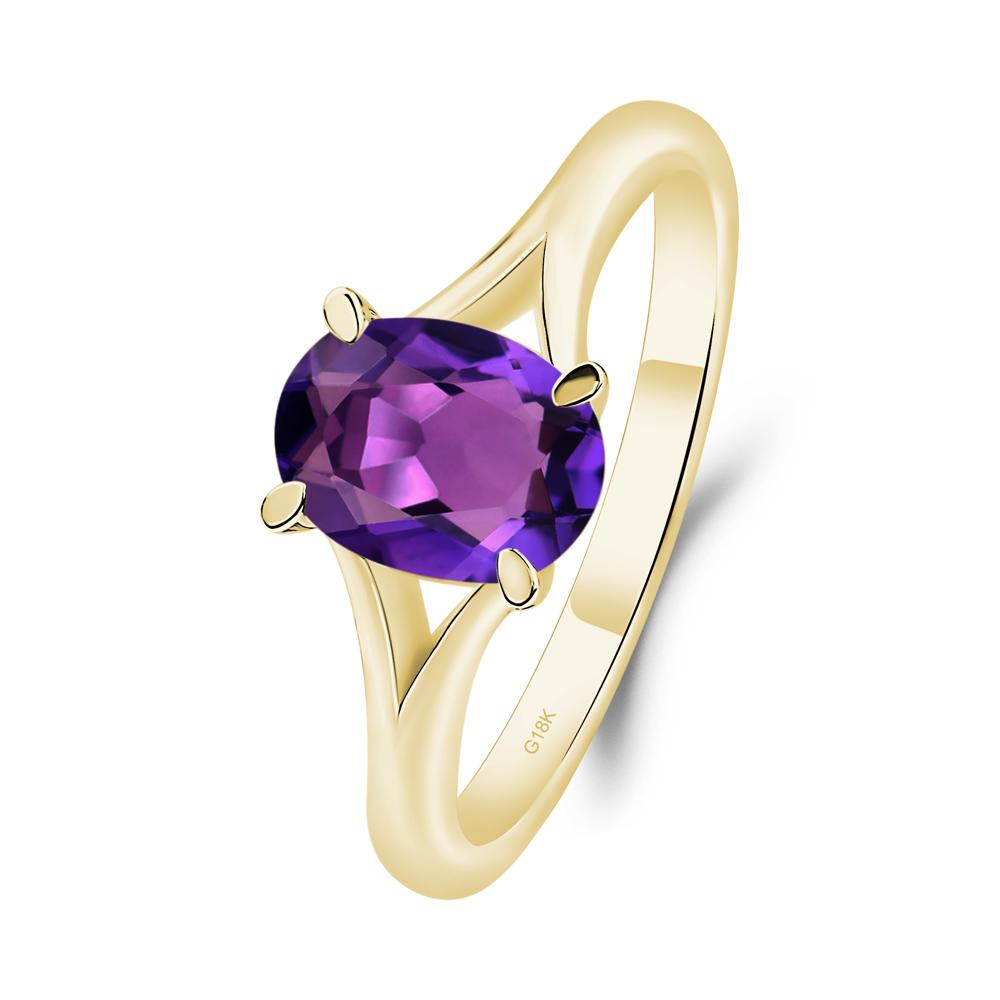Amethyst Minimalist Engagement Ring - LUO Jewelry #metal_18k yellow gold