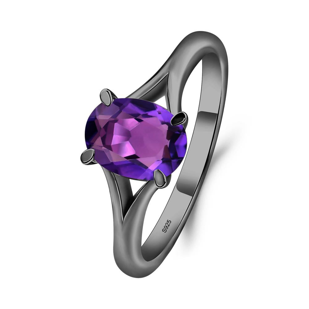 Amethyst Minimalist Engagement Ring - LUO Jewelry #metal_black finish sterling silver