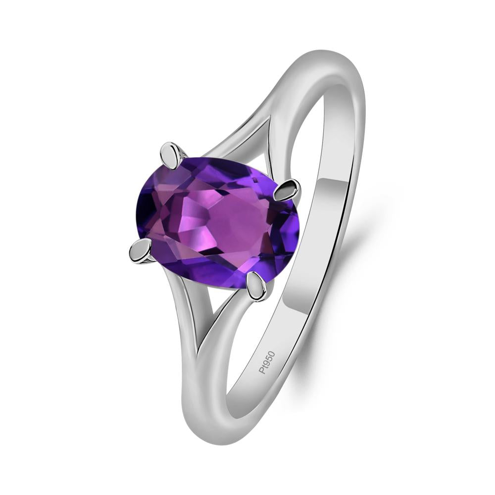 Amethyst Minimalist Engagement Ring - LUO Jewelry #metal_platinum