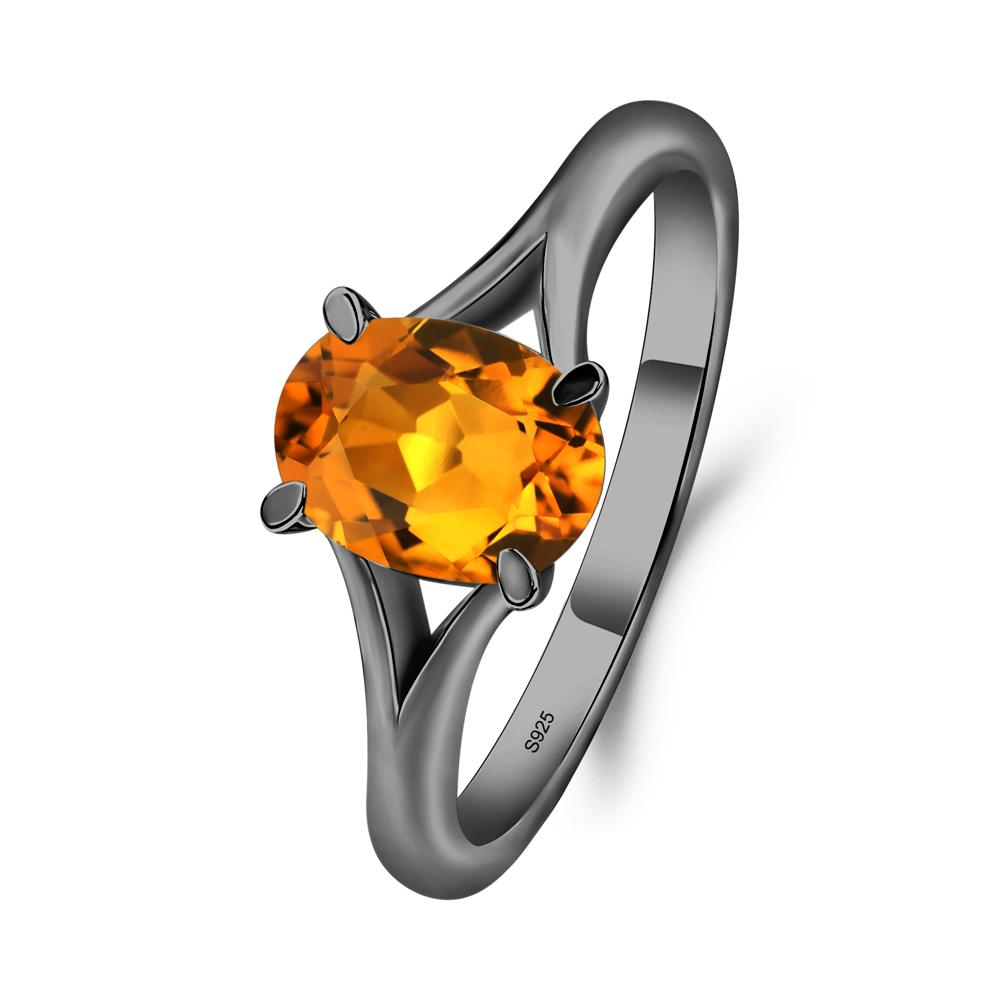 Citrine Minimalist Engagement Ring - LUO Jewelry #metal_black finish sterling silver