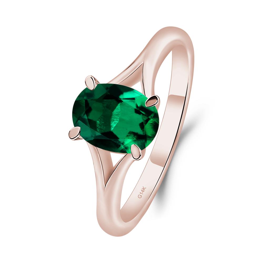 Lab Emerald Minimalist Engagement Ring - LUO Jewelry #metal_14k rose gold