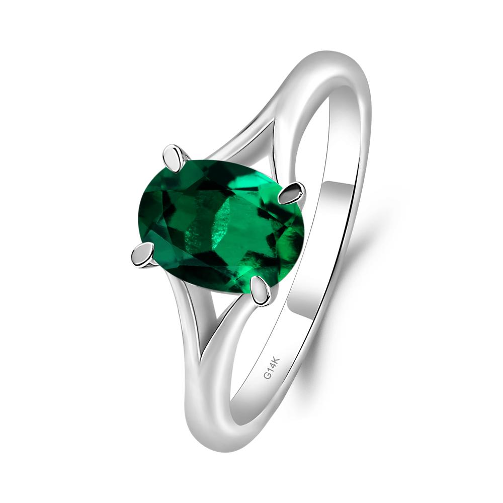 Lab Emerald Minimalist Engagement Ring - LUO Jewelry #metal_14k white gold
