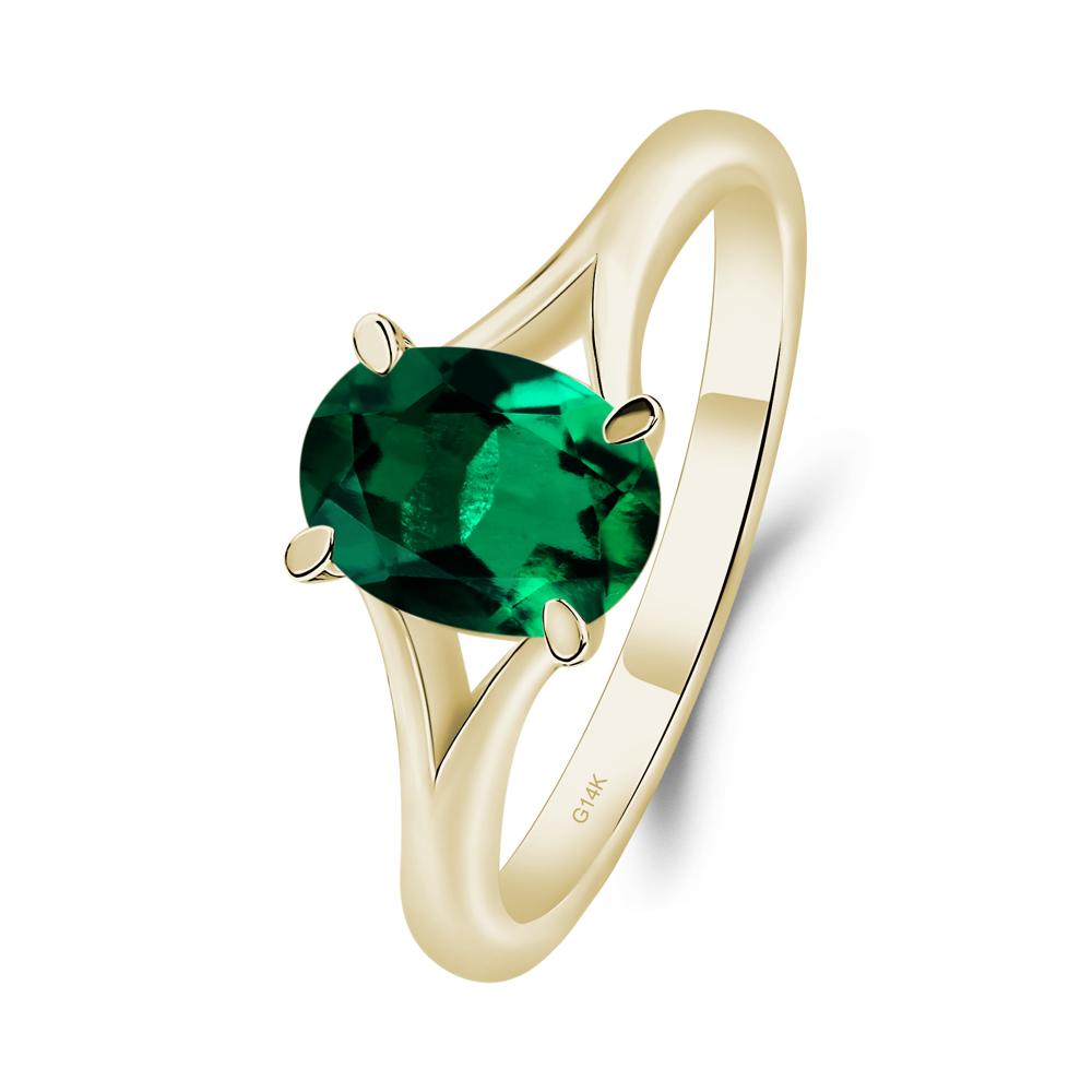 Lab Emerald Minimalist Engagement Ring - LUO Jewelry #metal_14k yellow gold