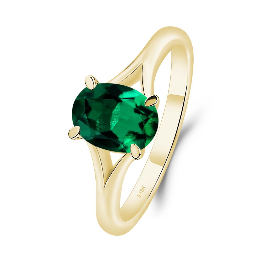 Lab Emerald Minimalist Engagement Ring - LUO Jewelry #metal_18k yellow gold