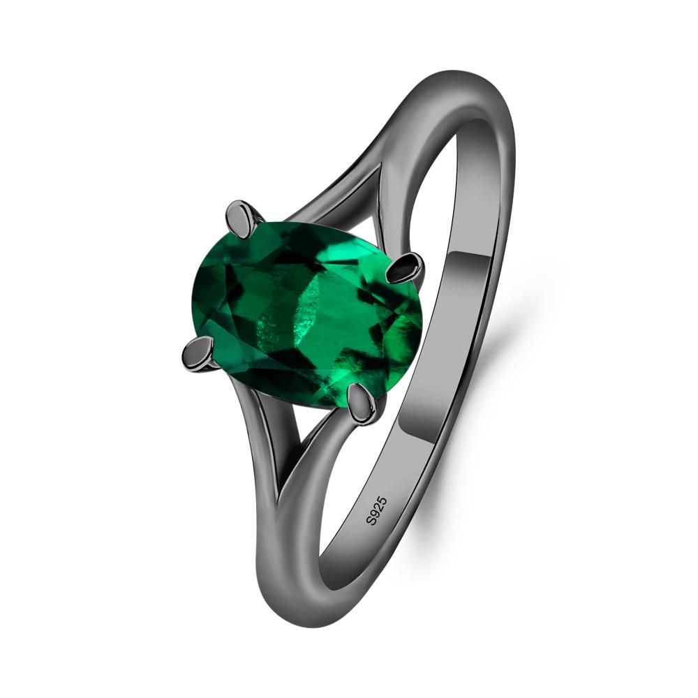 Lab Emerald Minimalist Engagement Ring - LUO Jewelry #metal_black finish sterling silver