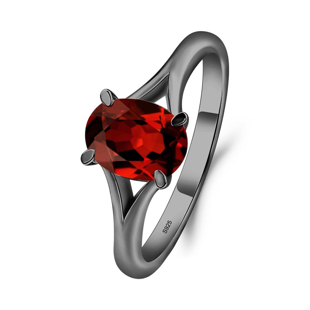 Garnet Minimalist Engagement Ring - LUO Jewelry #metal_black finish sterling silver