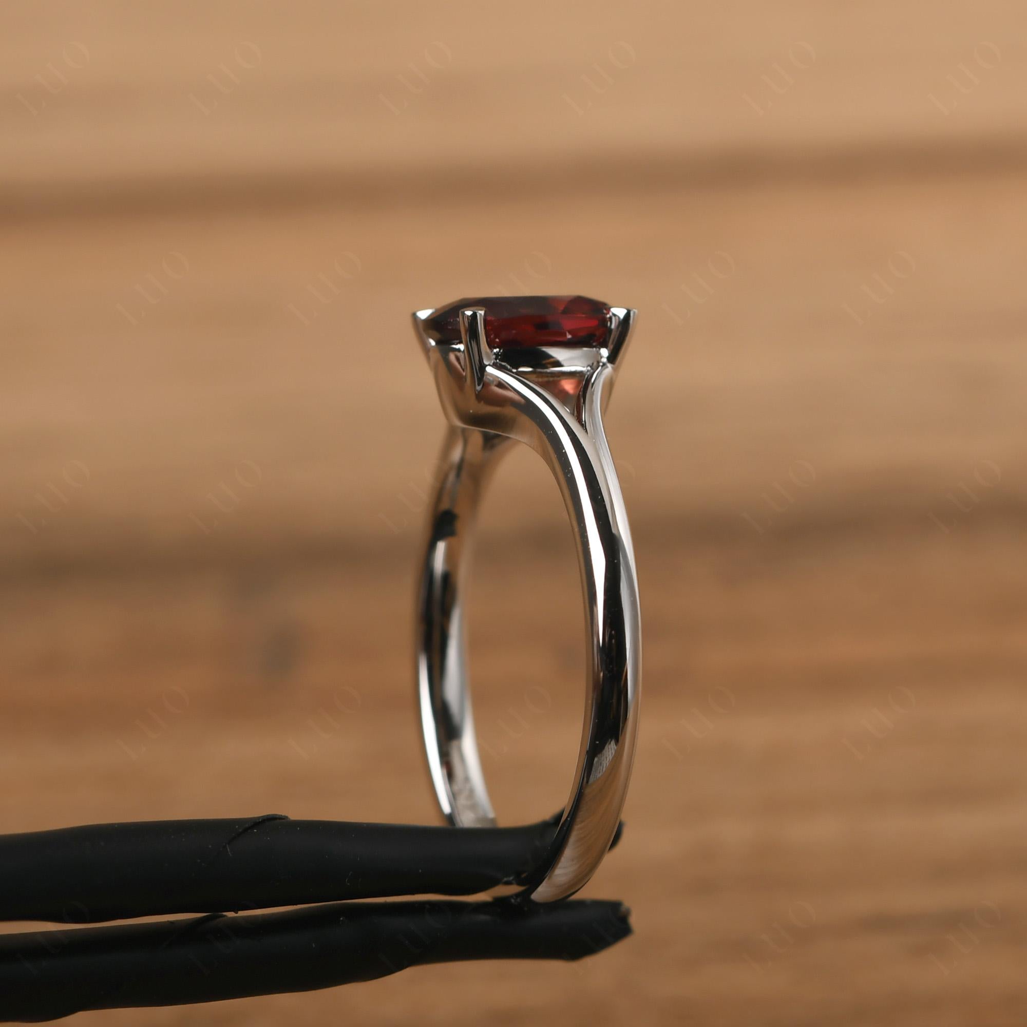 Garnet Minimalist Engagement Ring - LUO Jewelry