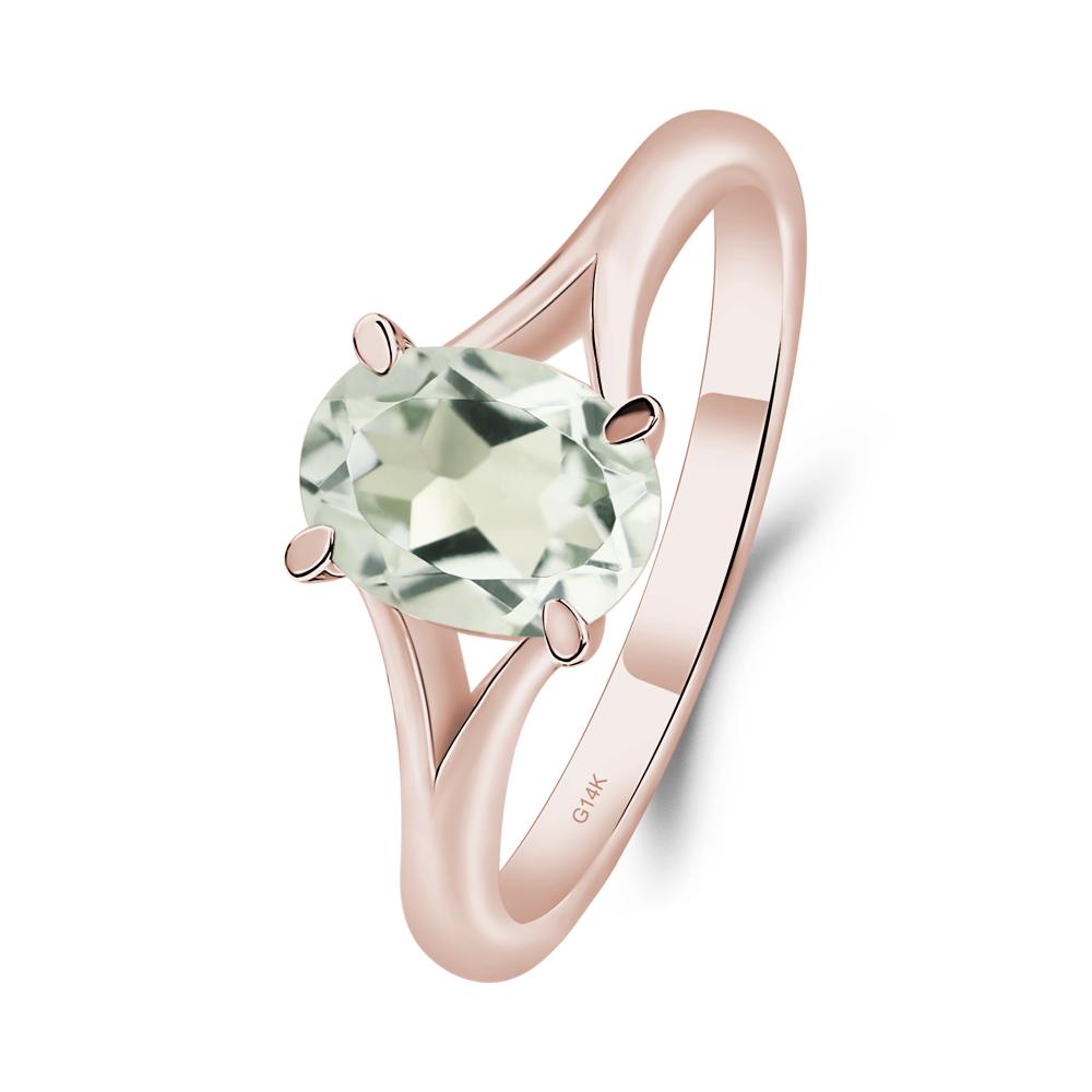Green Amethyst Minimalist Engagement Ring - LUO Jewelry #metal_14k rose gold