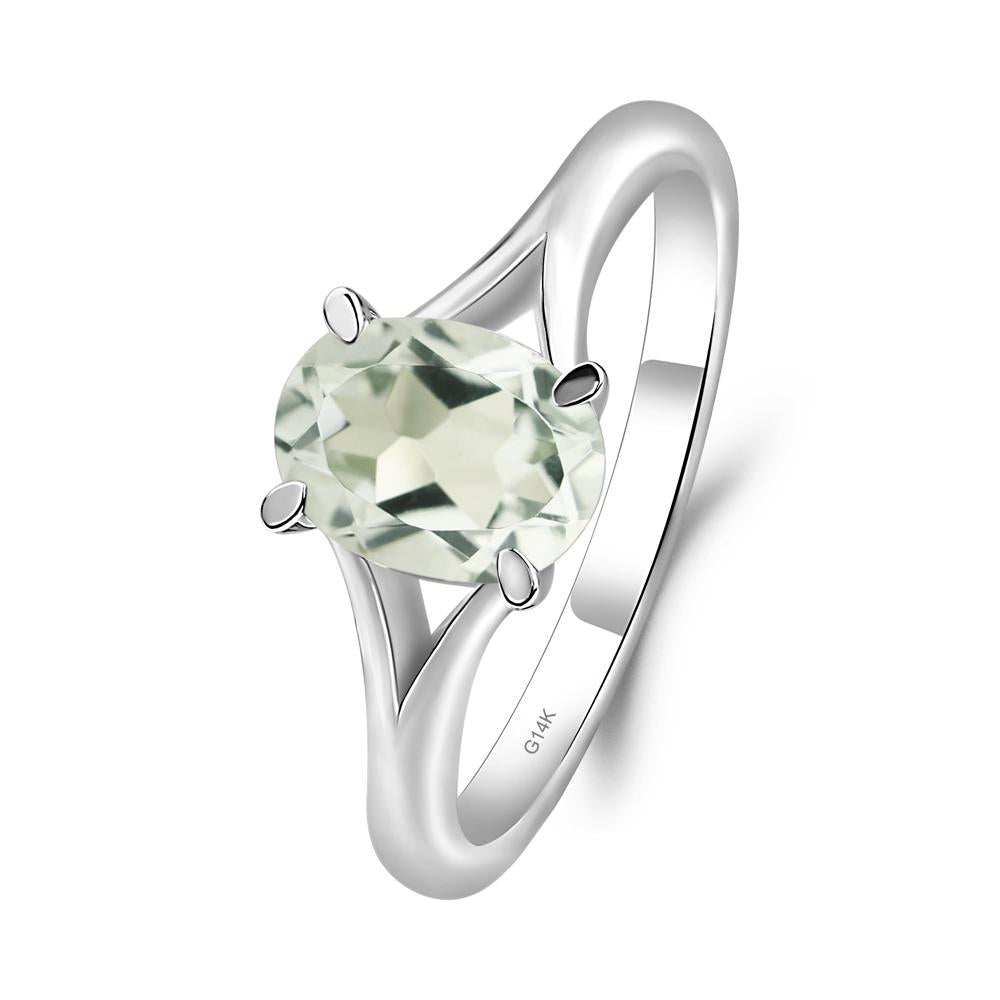 Green Amethyst Minimalist Engagement Ring - LUO Jewelry #metal_14k white gold