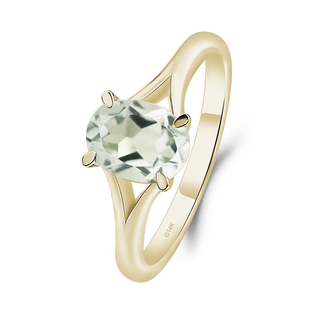 Green Amethyst Minimalist Engagement Ring - LUO Jewelry #metal_14k yellow gold